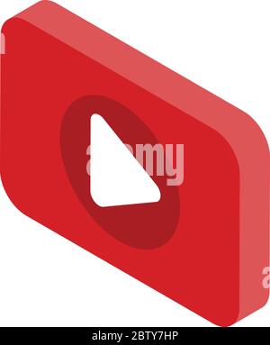 Video play button icon, isometric style Stock Vector