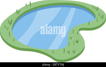 Natural lake icon, isometric style Stock Vector