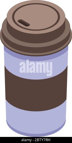 Coffee plastic cup icon, isometric style Stock Vector