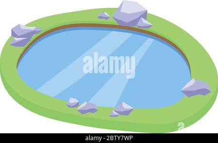 Home lake icon, isometric style Stock Vector