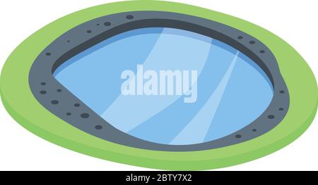 Artificial lake icon, isometric style Stock Vector