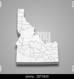 3d map of Idaho is a state of United States Stock Vector