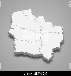 3d map of Hauts-de-France is a region of France Stock Vector