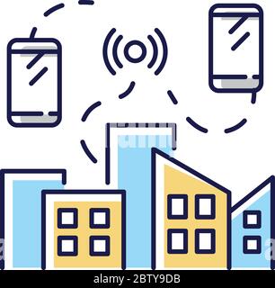 Mobile network RGB color icon Stock Vector