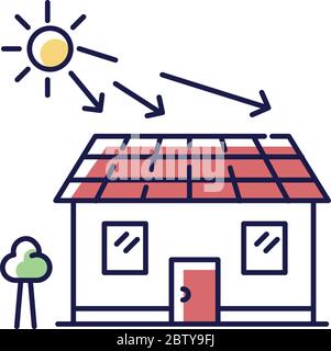 Solar batteries RGB color icon Stock Vector