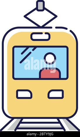 Tram RGB color icon Stock Vector