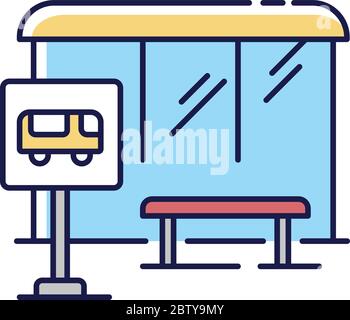 Bus stop RGB color icon Stock Vector