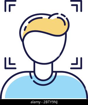 Facial recognition RGB color icon Stock Vector