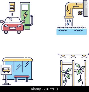 City structure RGB color icons set Stock Vector