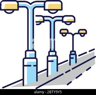 Street lighting RGB color icon Stock Vector