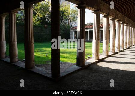 Visitors in the Poppea Sabina's private villa (Villa Oplontis), Oplontis, UNESCO World Heritage Site, Torre Annunziata, Campania, Italy, Europe Stock Photo