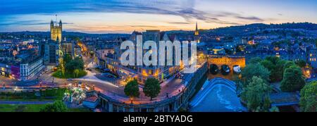 Aerial view by drone over Bath, Somerset, England, United Kingdom, Europe Stock Photo