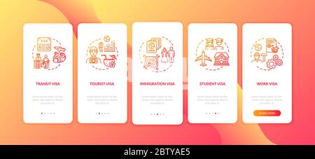 Visa approval onboarding mobile app page screen with concepts Stock Vector