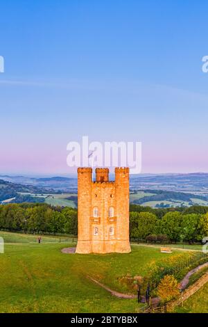 Broadway Tower on top of Fish Hill, the second highest point in the Cotswolds, Broadway, Worcestershire, England, United Kingdom, Europe Stock Photo