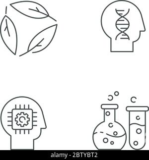 Modern sciences pixel perfect linear icons set Stock Vector