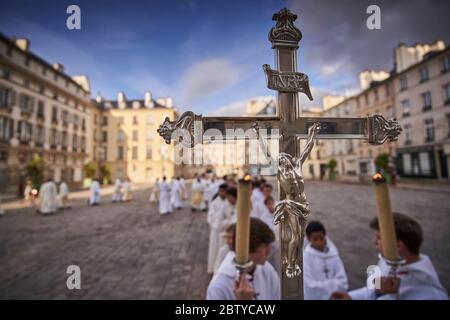 Entry procession, Deacon Ordinations in St. Louis Cathedral, Versailles, Yvelines, France, Europe Stock Photo