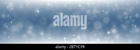 Merry Christmas sale decoration with bokeh blurred with star in the winter. xmas blue background for greeting card, banner, headers, poster, postcard Stock Vector