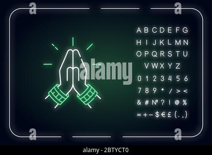 Namaste neon light icon Stock Vector