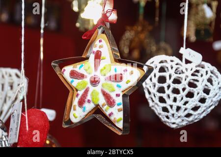 Many gingerbread cookies over the counter, during Vienna Christmas