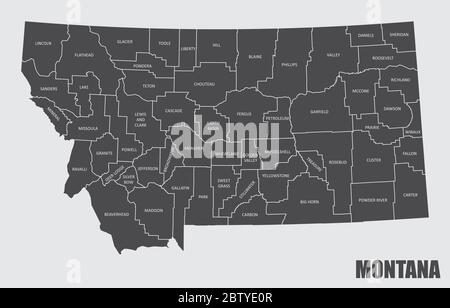 Montana county map Stock Vector