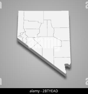 Isometric map of US state Nevada with soccer field. Football ball in ...