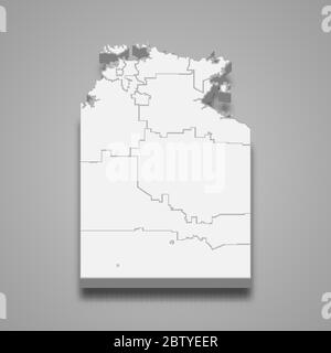 3d map of Northern Territory is a state of Australia Stock Vector