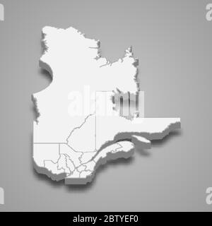 3d map of Quebec is a province of Canada Stock Vector