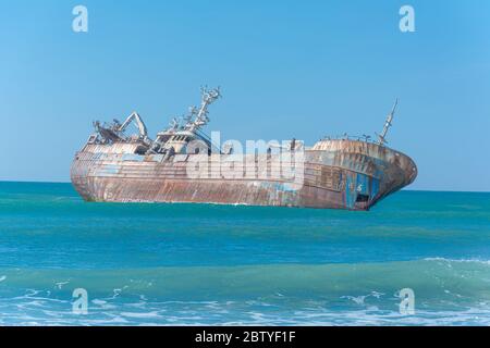 Laayoune port, Morocco, Western Sahara - January 6, 2019: a rusty ship ...