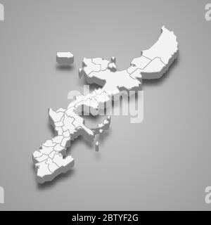 3d map of Okinawa is a prefecture of Japan Stock Vector