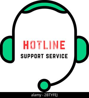linear style abstract hotline logo isolated on white Stock Vector