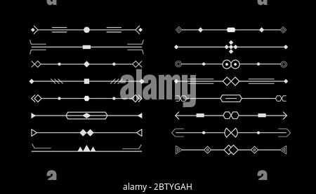 Book chapters dividers set. Decorative frames elements collection. Isolated notebook linear geometrical decorations vector illustration. Stock Vector