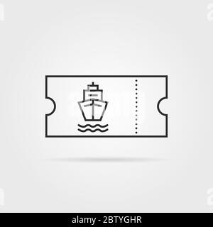 thin line marine boat ticket black icon Stock Vector