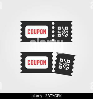 black ticket coupon icon with qr code Stock Vector