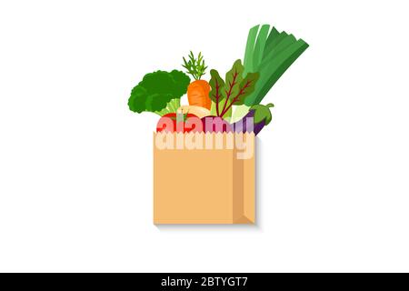illustration of shopping bag full of fresh vegetable Stock Vector