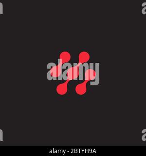 Scientific innovation logo. Molecules connections, atomic structure logotype. Neurons synopsis icon. Chemical laboratory medical sign. Isolated red Stock Vector