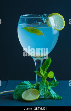 Lemon Juice with Mint and lemon slice Stock Photo