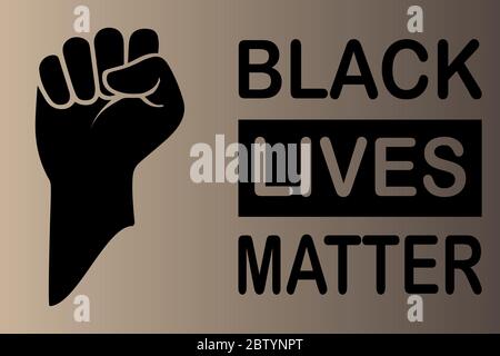 Vector illustration with the text "Black Lives Matter". Black hand as a gesture of power, unity and equality. Stock Vector