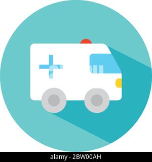 ambulance vehicle icon over white background, block style, vector illustration Stock Vector