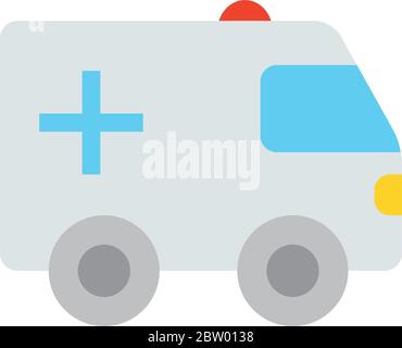 ambulance vehicle icon over white background, flat style, vector illustration Stock Vector