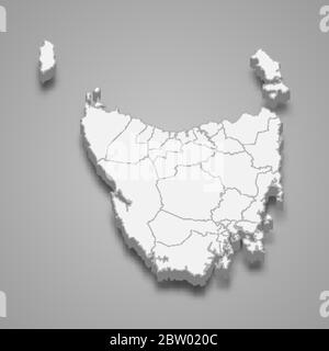 3d map of Tasmania is a state of Australia Stock Vector