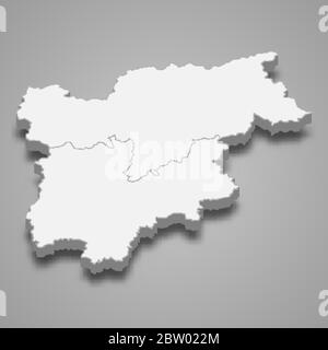 3d map of Trentino-South Tyrol is a region of Italy Stock Vector