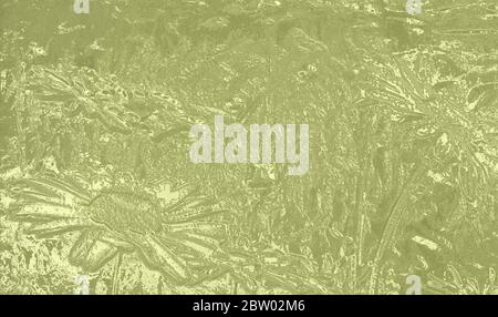 3D bas relief of blooming daisies in metallic brass, gold effect, space for text, copy Stock Photo