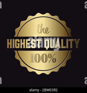 Vector retro golden vintage stamp tag sign mark for the highest quality on dark background Stock Vector