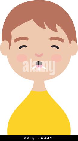 cartoon man coughing icon over white background, flat style, vector illustration Stock Vector