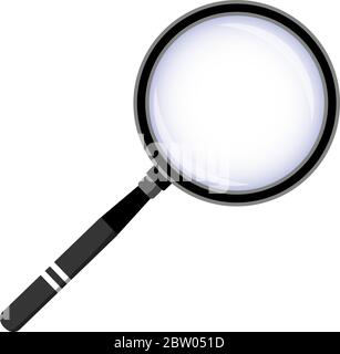 Vector magnifier glass isolated on white in a flat style. Lupe's accessories, lens for magnifying to look at office staff and search for business Stock Vector