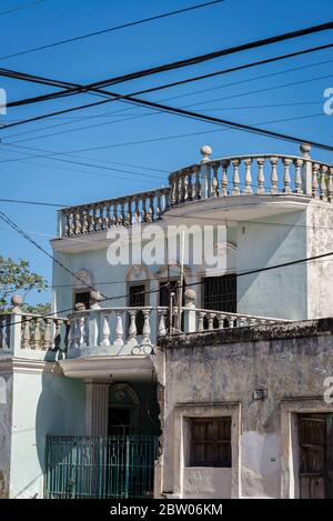 House with double balustrade, Merida, Yucatan, Mexico Stock Photo