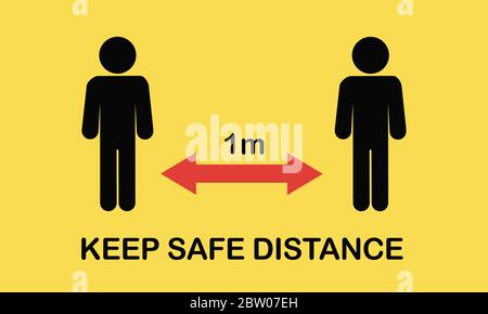 Social distancing icon. Keep the 1-2 meter distance. Coronovirus epidemic protective. Vector illustration. Stock Vector