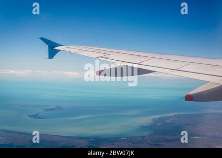 View from an airplane window, Mexico Stock Photo