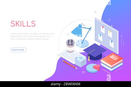 My skills - modern colorful isometric web banner Stock Vector