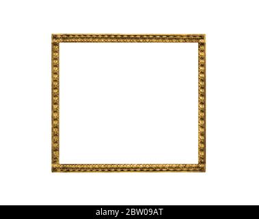 golden wooden frame, isolated on white Stock Photo